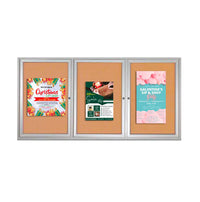 Enclosed Indoor Bulletin Boards 96 x 48 with Interior Lighting and Radius Edge (3 DOORS)