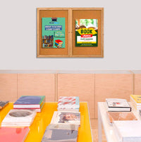 60 x 36  WOOD Indoor Enclosed Bulletin Cork Boards (2 DOORS)