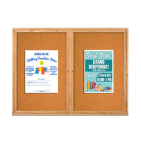 60 x 40  WOOD Indoor Enclosed Bulletin Cork Boards (2 DOORS)