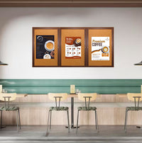 72 x 36  WOOD Indoor Enclosed Bulletin Cork Boards (3 DOORS)