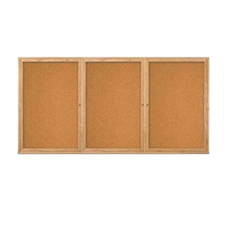 72 x 36  WOOD Indoor Enclosed Bulletin Cork Boards (3 DOORS)