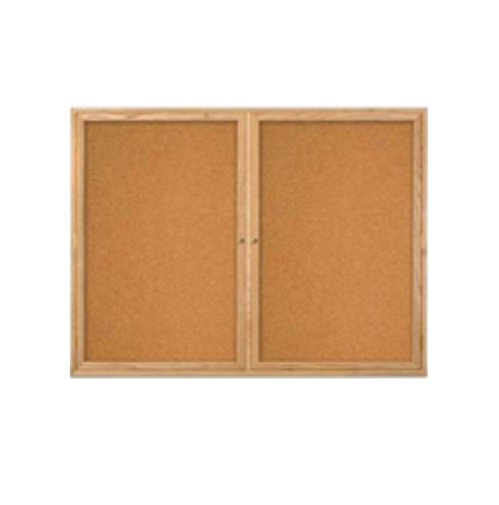 84 x 48  WOOD Indoor Enclosed Bulletin Cork Boards (2 DOORS)