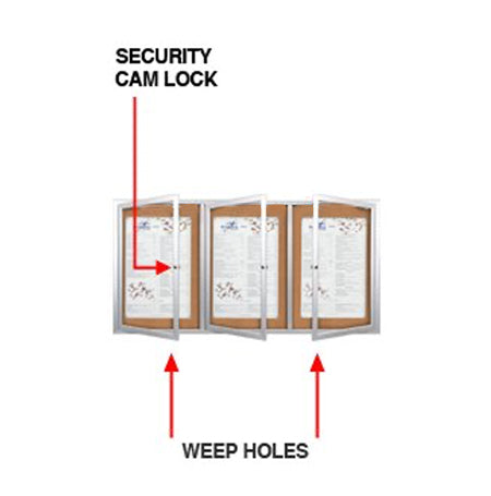 72 x 30 INDOOR Enclosed Bulletin Boards with Lights (3 DOORS)