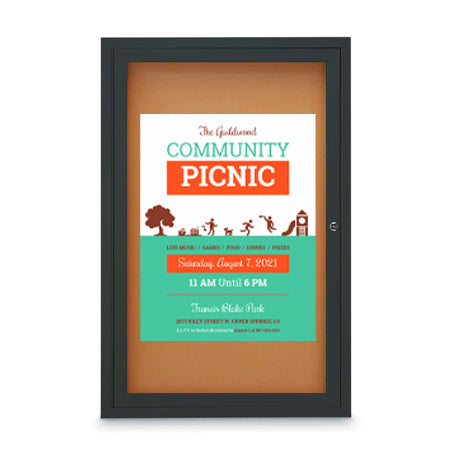 36x36 Outdoor LED Lighted Enclosed Cork Bulletin Boards (Single Door)