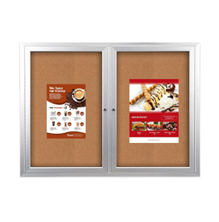 72x48 Enclosed Outdoor Bulletin Board Display Case with Smooth Radius Edges | 2-Door Cabinet