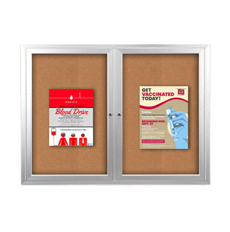 96x48 Enclosed Outdoor Bulletin Boards with Radius Edge (2 DOORS)