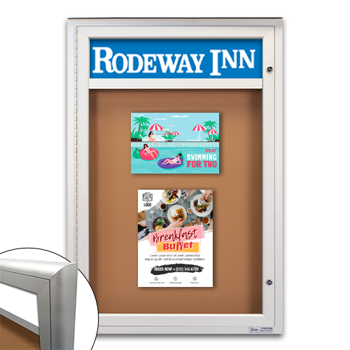 Extreme WeatherPlus Radius Edge Outdoor Bulletin Board Display Case with Personalized Header | Available in 15+ Sizes