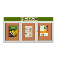 Enclosed Outdoor Bulletin Boards 96 x 48 with Header & Lights (Radius Edge) (3 DOORS)