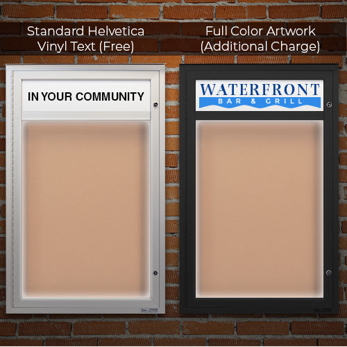 Personalized Header Printing Available: Choose either a FREE Black Helvetica Vinyl Type, or Upload Your Own Custom Full-Color Artwork at Additional Cost.