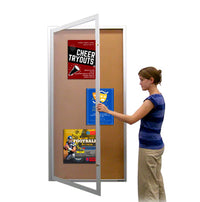 Extra Large 24x72 Outdoor Enclosed Bulletin Board Swing Cases with Lights (Single Door)
