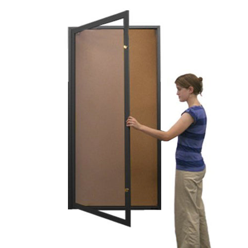 Extra Large 36 x 84 Indoor Enclosed Bulletin Board Swing Cases with Light (Single Door)