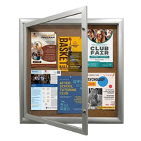 Extra Large 48 x 48 Outdoor Enclosed Bulletin Board SwingCases with a Smooth, Safe Radius Edge Cabinet - Satin Silver Finish