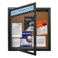 Extra Large Outdoor Enclosed Bulletin Board 48 x 48 Swing Cases with Header (Radius Edge) - Black Finish