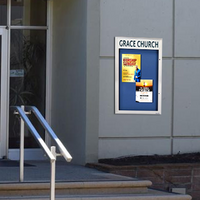 EXTREME WeatherPLUS™ XL Radius Edge Outdoor Enclosed Bulletin Boards with Personalized Message Header | Shown In Silver Finish