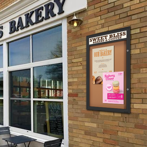 EXTREME WeatherPLUS™ XL Radius Edge Outdoor Enclosed Bulletin Boards with Personalized Message Header | Present Your Posters