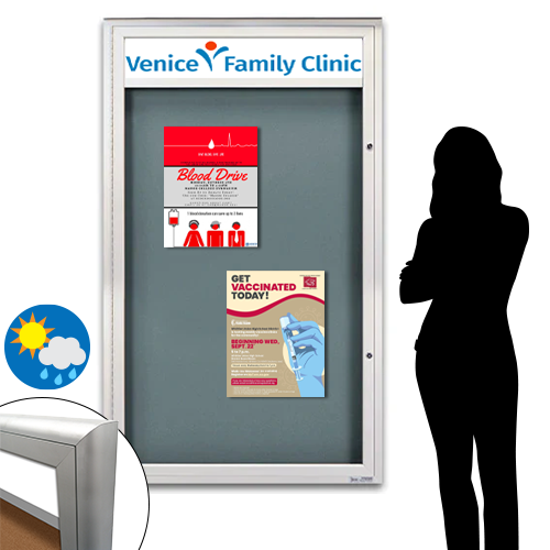 EXTREME WeatherPLUS™ XL Radius Edge Outdoor Enclosed Bulletin Boards with Personalized Message Header | Available in 4 Frame Finishes