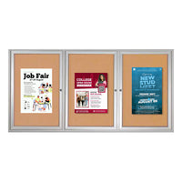 96 x 24 Indoor Enclosed Bulletin Cork Boards 3 Door Metal Display Case