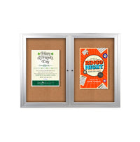 96 x 48 INDOOR Enclosed Bulletin Cork Boards 2 DOOR