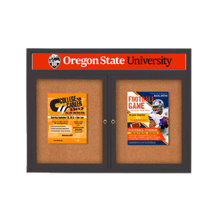 Indoor Enclosed Bulletin Boards 40" x 50" with Message Header (2 DOORS)