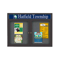 Indoor Enclosed Bulletin Boards 48" x 36" with Message Header (2 DOORS)