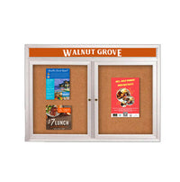 Indoor Enclosed Bulletin Boards 50" x 40" with Message Header (2 DOORS)