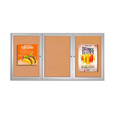 72 x 30 INDOOR Enclosed Bulletin Boards with Lights (3 DOORS)