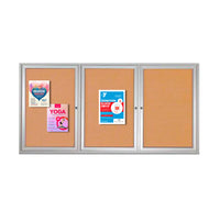 84 x 36 INDOOR Enclosed Bulletin Boards with Lights (3 DOORS)