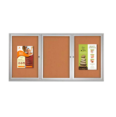 72x24 Enclosed Indoor Bulletin Boards with Radius Edge (3 DOORS)