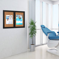 84x30 Enclosed Indoor Bulletin Boards with Smooth Radius Edge Cabinet Corners | Two Door Aluminum Display Case