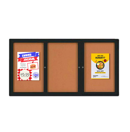 84x36 Enclosed Indoor Bulletin Boards with Radius Edge (3 DOORS)