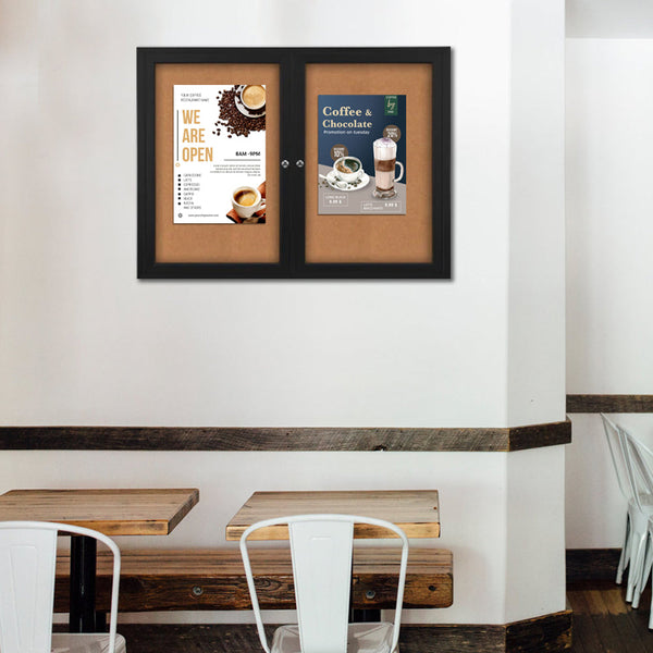 84x48 Enclosed Indoor Bulletin Boards with Radius Edge (2 DOORS)