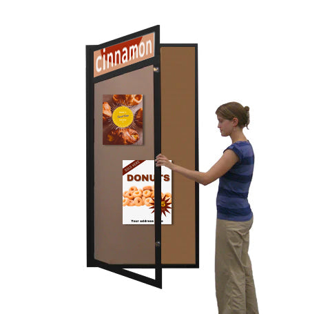 Extra Large 24 x 48 Indoor Enclosed Bulletin Board w Header (Single Door)