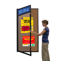 Extra Large 36 x 96 Indoor Enclosed Bulletin Board Swing Cases with Header and Lights (Single Door)