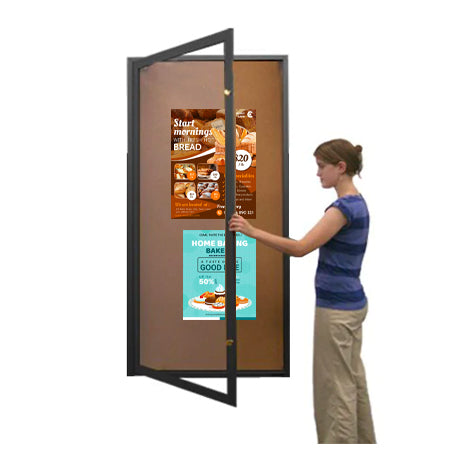 Extra Large 36 x 72 Indoor Enclosed Bulletin Board Swing Cases with Light (Single Door)