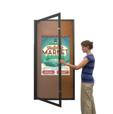 Extra Large 36 x 84 Indoor Enclosed Bulletin Board Swing Cases with Light (Single Door)