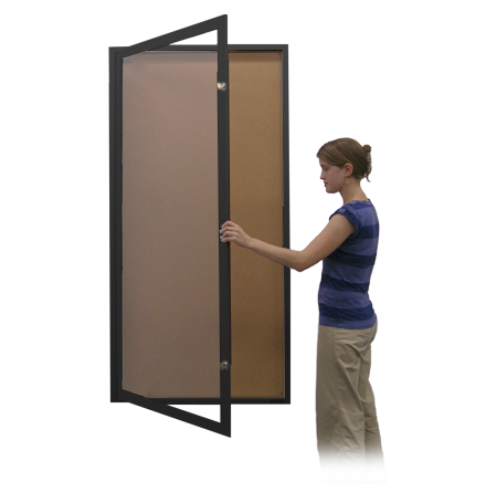 SwingCase Wall Mount, Extra Large Indoor Enclosed Bulletin Boards with LED Lighting | Large Single Door Metal Cabinet 15+ Sizes