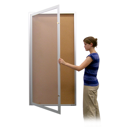 Extra Large 48 x 96 Indoor Enclosed Bulletin Board SwingCase | XL Single Door Metal SwingCase Cabinet