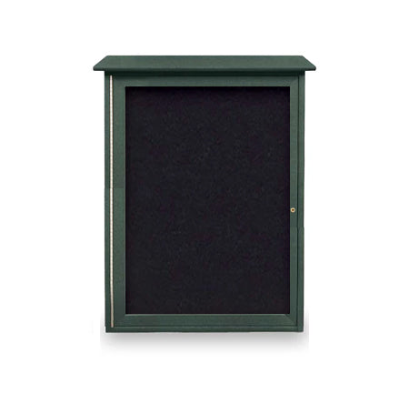 Outdoor "MINI" Message Center Cork Board 16" x 34" | with Left Hinged Single Door | Eco-Design, Recycled, Faux Wood Cabinet