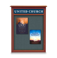 24x60 Outdoor Message Center Wall Mount Information Board with Header | Maintenance Free