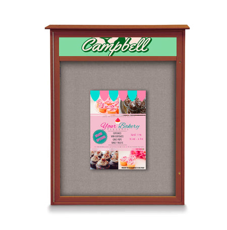 26x42 Outdoor Message Center Wall Mount Information Board with Header | Maintenance Free