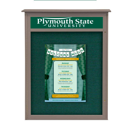 32x48 Outdoor Message Center Wall Mount Information Board with Header | Maintenance Free