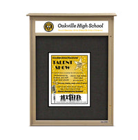 20x20 Outdoor Cork Board Message Center with Header - LEFT Hinged (Image Not to Scale)