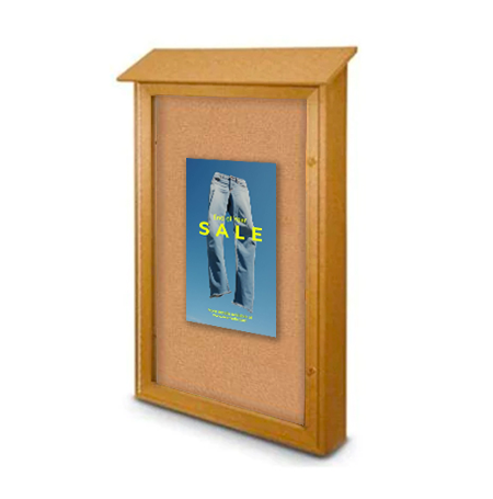 Outdoor Message Center Cork Board 40" x 60" | LEFT Hinged - Single Door Information Board