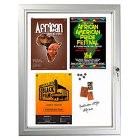 19 x 25 WEATHERPROOF, Enclosed Lockable Magnetic Notice Board | Holds up to Four 8.5x11 Postings in a Slim, Silver Metal Framed Cabinet