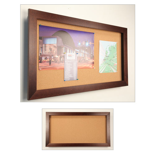 WIDE WOOD ENCLOSED CORK BOARD SHADOW BOXES 1" DEEP CAN BE BUILT LANDSCAPE (SHOWN in RICH WALNUT)