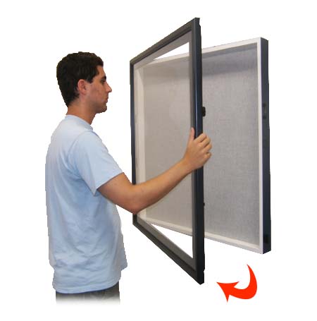 44x80 SwingFrame Designer Wood Framed Large Cork Board Display Case 4 Inch Deep