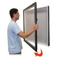 SwingFrame Designer Wall Mounted Wood Large Display Case 2" Deep with Cork Board 25+ Sizes