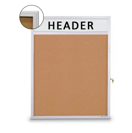 Super Slim Enclosed Bulletin Boards with Radius Edge and Personalized Message Header