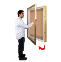 SwingFrame 36x60 Designer Wall Mount Metal Framed Large Cork Board Display Case 4 Inch Deep