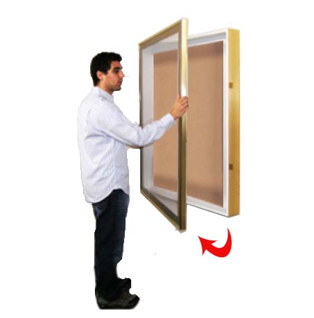SwingFrame Designer 45 x 81 Wall Mounted Metal Framed Large Cork Board Display Case 8 Inch Deep